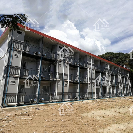 Three-floor prefab container dormitory  light steel apartment